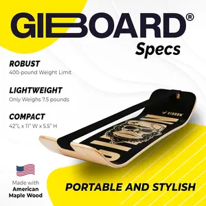 GIBBON SlackBoard - GiBoard Balance Board Kids & Adults - Slackline Balance Trainer - Slack Board Core Workout Equipment Home Gym Training - Standing Desk Exercise - Yoga, Agility, Pilates & More