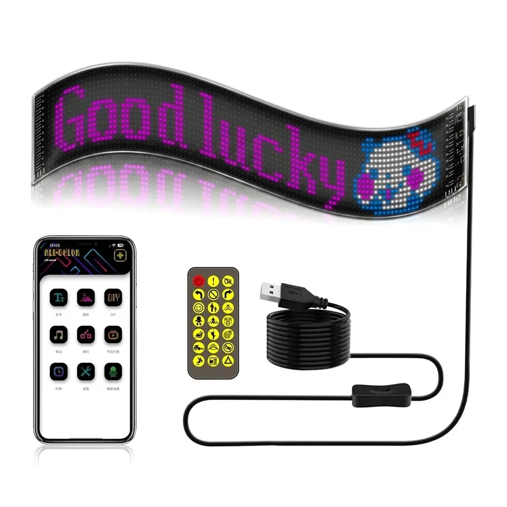 LED  Sign - Bluetooth App Controlled DIY Scrolling Message Display, Custom Text Screen for Car, Store, Party, Bar, Hotel, Concert