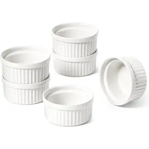 Sauce Cups, Small Dipping Bowls, Mini Ceramic Ramekins Souffle Dishes, Sauce Dip Bowls for Charcuterie Boards, Microwave & Oven Safe, Set of 6, White