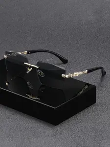 Men's Square Glasses, Classic Fashion Glasses, Casual Fashionable Rimless Glasses for Everyday Use, Fashion Accessories for Outdoor Activities, Stylish Trendy High Quality Eyewear