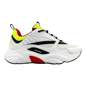 Dior B22 Casual Trainer Sneaker - Men's Yellow Red Walking Shoe, Stylish Casual Footwear