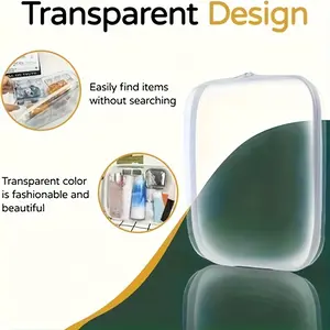 Transparent hard shell zipper bag, transparent double-layer plastic zipper bag, large, medium, small 3-piece set, pet travel cosmetics storage bag, portable toy storage bag