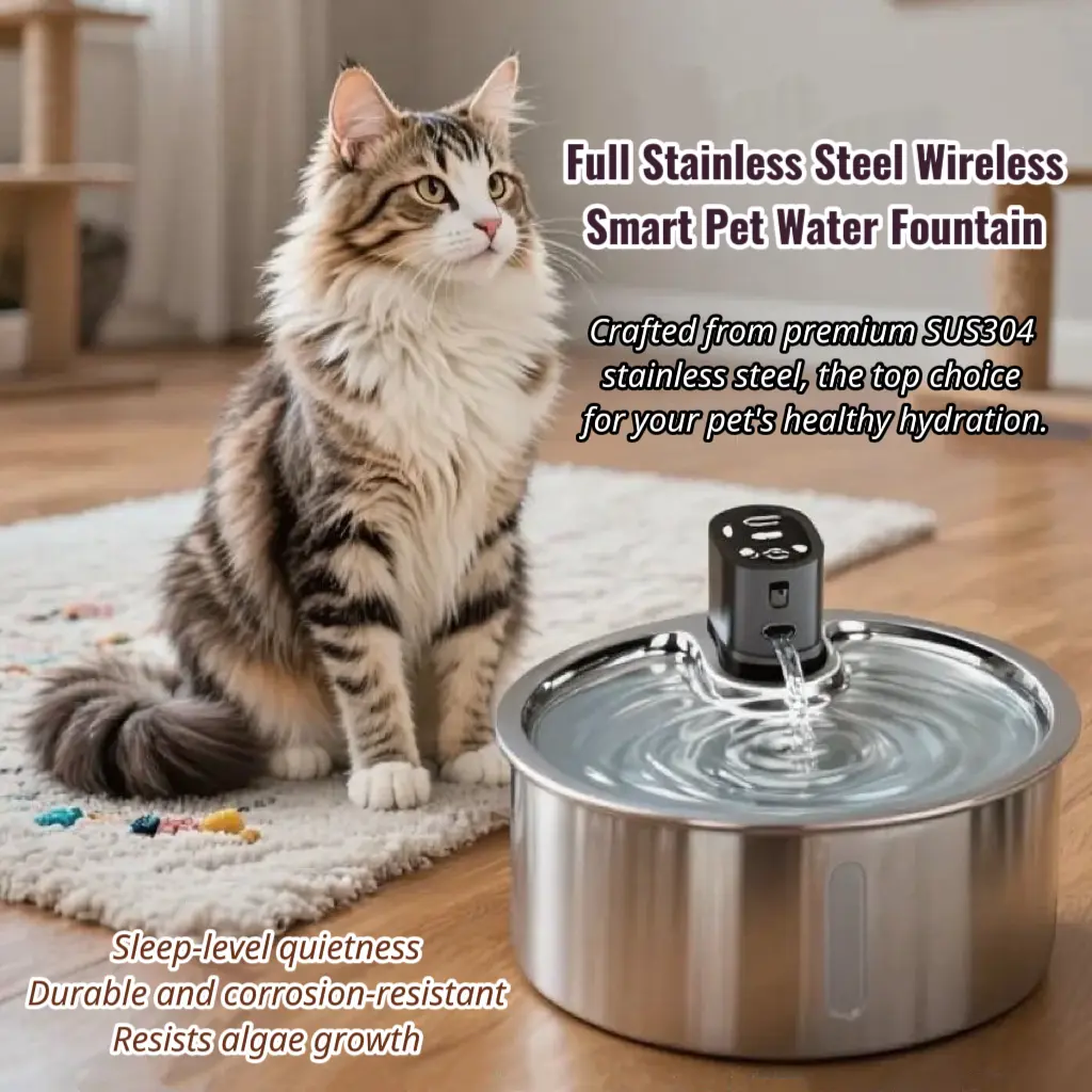 PetSafe 2026 Upgraded Smart Pet Water Fountain - SUS304 Stainless Steel, 3L Large Capacity, Auto Sensing, 20dB Ultra Quiet, 4-Stage Filtration, Self Cleaning, BPA Free, Winter Heating Base Option, 4000mAh Battery for Cats & Dogs, Hygienic Waterguard, Digi