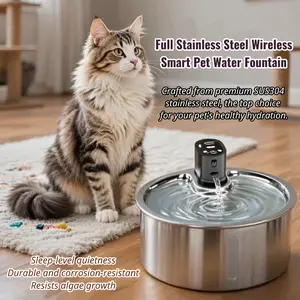 PetSafe 2026 Upgraded Smart Pet Water Fountain SUS304 Stainless Steel 3L Large Capacity Auto Sensing Ultra Quiet 20dB 4-Stage Filtration Self Cleaning BPA Free Winter Heating Base Option 4000mAh Battery for Cats and Dogs Hygienic Waterguard