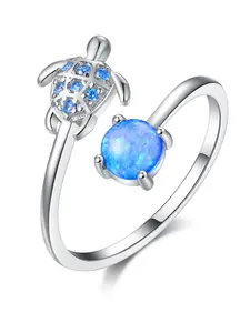 Sea Turtle Ring Imitation Opal Rings for Women, Elegant Everyday Ring, Perfect Gift for Birthdays & Anniversaries, Daily Wear Accessory for Her（with box）