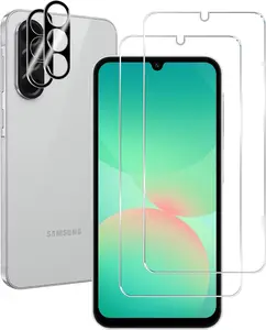 Galaxy A26 Tempered Glass Screen Protector + Camera Lens Protector [2 + 2 Pack][Case Friendly][Anti-Scratch][ Fingerprint Unlock]  Protective Film for  Galaxy A26