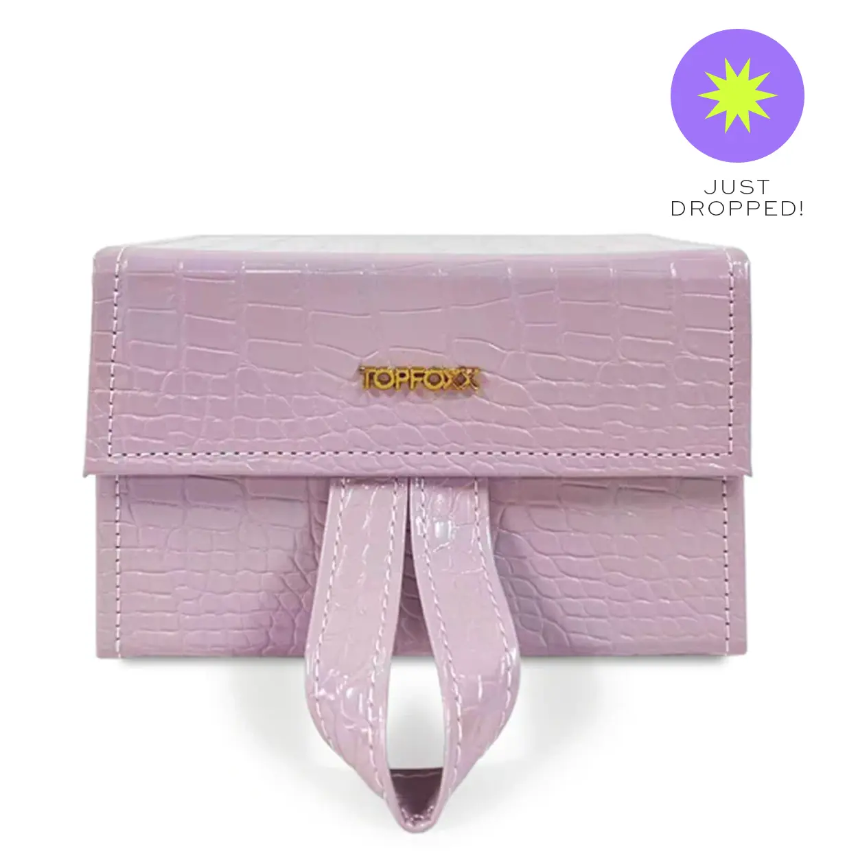 Topfoxx Stylish and Functional Lilac Faux Croco Zip Eyewear Travel Case - Travel Organizer for Sunglasses, Fashion Accessory for Any Occasion