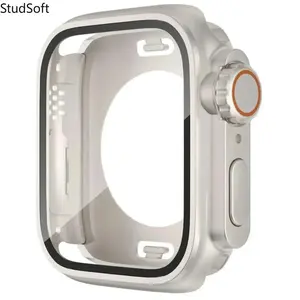 Waterproof Dustproof iWatch Case Full Coverage Tempered Glass Screen Protector Protective Cover Compatible with Apple Watch 45mm 44mm 41mm 40mm Daily