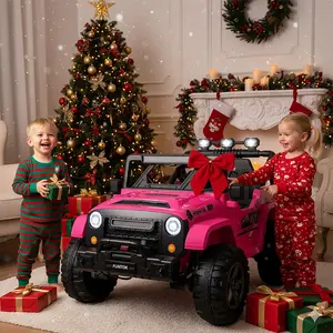 Funtok 24V 2 Seater Kids Electric Car with Remote Control, Powerful 4x200W Motor with 4WD/2WD Switchable, Max 5 MPH, Truck Bed Storage, Fun LED Lights Music Bluetooth, Presents for Boys Girls