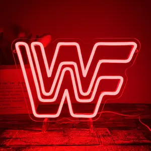 WWF Wrestling Neon Sign, LED Neon Light Up Sign for Wall Decor, Man Cave, Game Room, Bedroom, Birthday Gifts, Competition Party, USB Powered, Red