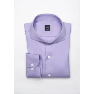 Purple Twill Pima Cotton Shirt - Cutaway Extreme Collar