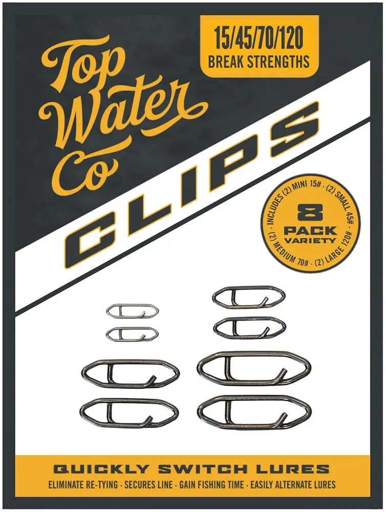 Speed Clips Sample Pack, Knotless Lure Connectors for Quick Changes, 8-Piece Fishing Accessory Kit with 4 Sizes for Saltwater & Freshwater, Fishing Accessories