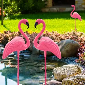 [2D Design] Set of 2 Flamingo Garden Decorations — For Courtyards, Lawns, and Gardening; Outdoor Accessories; Garden Ground Stakes