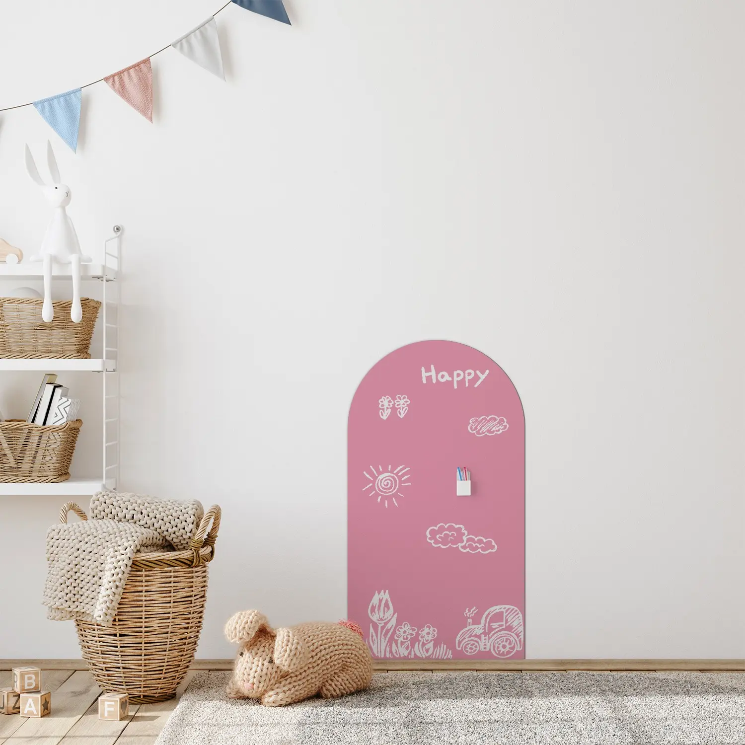 Magnetic Wall Decal Arch with Chalkboard Surface, Self-Adhesive Classroom & Blackboard, Magnetic Board for Whiteboard-Like Drawing, Magnetic Message Board