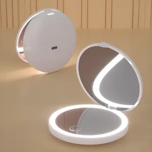 Pocket Magic Mirror LED Portable Makeup Mirror Compact Design USB Rechargeable White Color Perfect Gift for Mom BFF GF Bride Friends