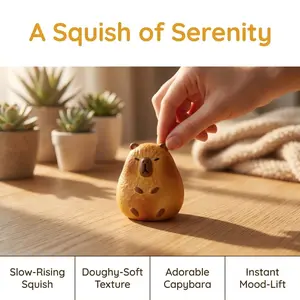 Desk-Friendly Capybara Squishy, Melt Work Stress, Compact Palm Size, Quiet Squeeze, Cute Touch for Workspace, Unisex Design
