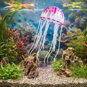 Glowing Jellyfish Aquarium Lamp: Waterproof LED Decor for Fish Tanks, Safe Non-Toxic Resin Night Light, Dynamic Underwater Display. Three Sizes Available for Nursery & Home Decor.