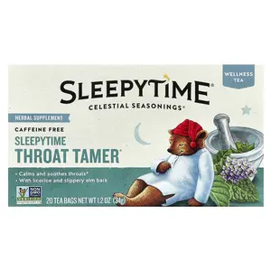 Celestial Seasonings Wellness Tea, Sleepytime Throat Tamer®, Caffeine Free, 20 Tea Bags, 1.2 oz (34 g)