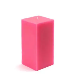 212 MAIN Unscented 3x6 in. Square Pillar Candle - Hot Pink Handpoured Wax, Smokeless Dripless, 55-Hour Long-Burning Light for Camping, Hiking, Decoration