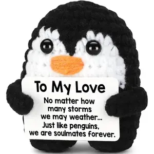 [Valentine's Day]Gifts for Him Her Boyfriend Girlfriend, To My Love Handmade Crochet Penguin Present, Wedding Anniversary Birthday Gift for Women Men, Romantic I Love You Gift for Couples Wife Husband Christmas valentines day gifts
