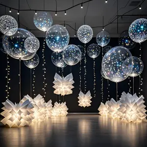 10/20 Pack LED Balloons, 24 Inches Light Up Balloons, Clear Helium Bobo Balloons, Glow Bubble With String Lights for Valentines Day, Halloween, Christmas, Wedding, Birthday Party Decoration