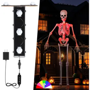 Halloween 12 Ft Skeleton Lighting Kit, Giant Skeleton LED Lighting, 3 Modes and 7 Colors Poseable Skeleton Lighting, Outdoor Life Size Skeleton Lighting for Halloween Skeleton Decor ElectricWise