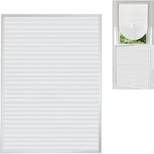 Adhesive Blinds for Windows Waterproof Blackout Pleated Paper Shade Easy Cut Temporary Sun Blocking No Drill Window Shades for Home Bathroom