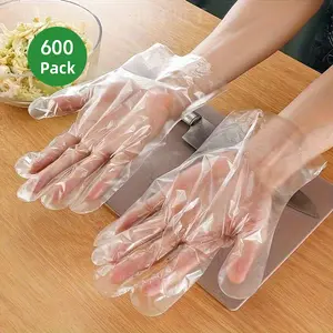 600-Count Industrial Disposable Gloves Bulk Pack 6x100 Heavy-Duty HDPE for Food Handling Cleaning & Painting Latex Powder-Free Plastic Gloves with Textured Grip One Size Fits All Restaurant Home Use - Household Items