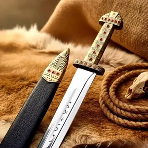 Hand-Forged Ragnar Lothbrok Viking Sword with Scabbard | Authentic Norse Replica | Collector Display & Cosplay Gift