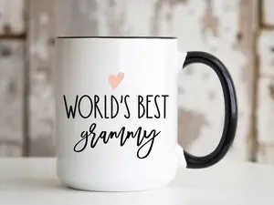 World's Best Grammy 15oz Mug Birthday Christmas Mothers Day Gift Idea for Grandma Grandmother from Granddaughter Grandson Grandchildren