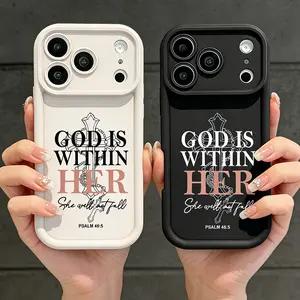 God is Within Her She Will Not Fall Psalm 46:5 Christian Faith Phone Case for iPhone 17 16 15 14 13 12 11 Pro Max Plus Air Bible Verse Letter Design Soft Silicone Shockproof Cover Gift TYJT260409001 cute