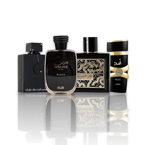 Lattafa | Rasasi | Armaf - Hawas black + Asad + Club de Nuit Man + Qaed Al Fursan Men's Fragrance Pack | Main Notes Spicy +  Woody + Amber + Citrus | 4- pack | 3.4oz |