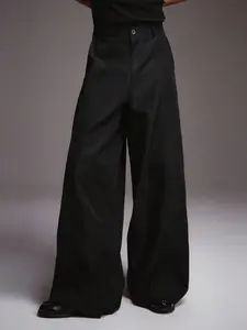 Wide Leg Suit Pants, High Street Style Loose Straight Fit Blazer Trousers, Trendy Fashion Drop Waist Design, Perfect for Casual Wear
