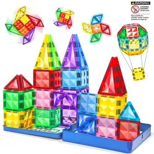 Children's Magnetic Building Block Set, Magnetic Building Tiles, Stem Education Building Block Toys, Blocks Tower Game, Better Cultivate Children's Hands-on Ability, Suitable for Boys and Girls Aged 3 and Above with Random Colors