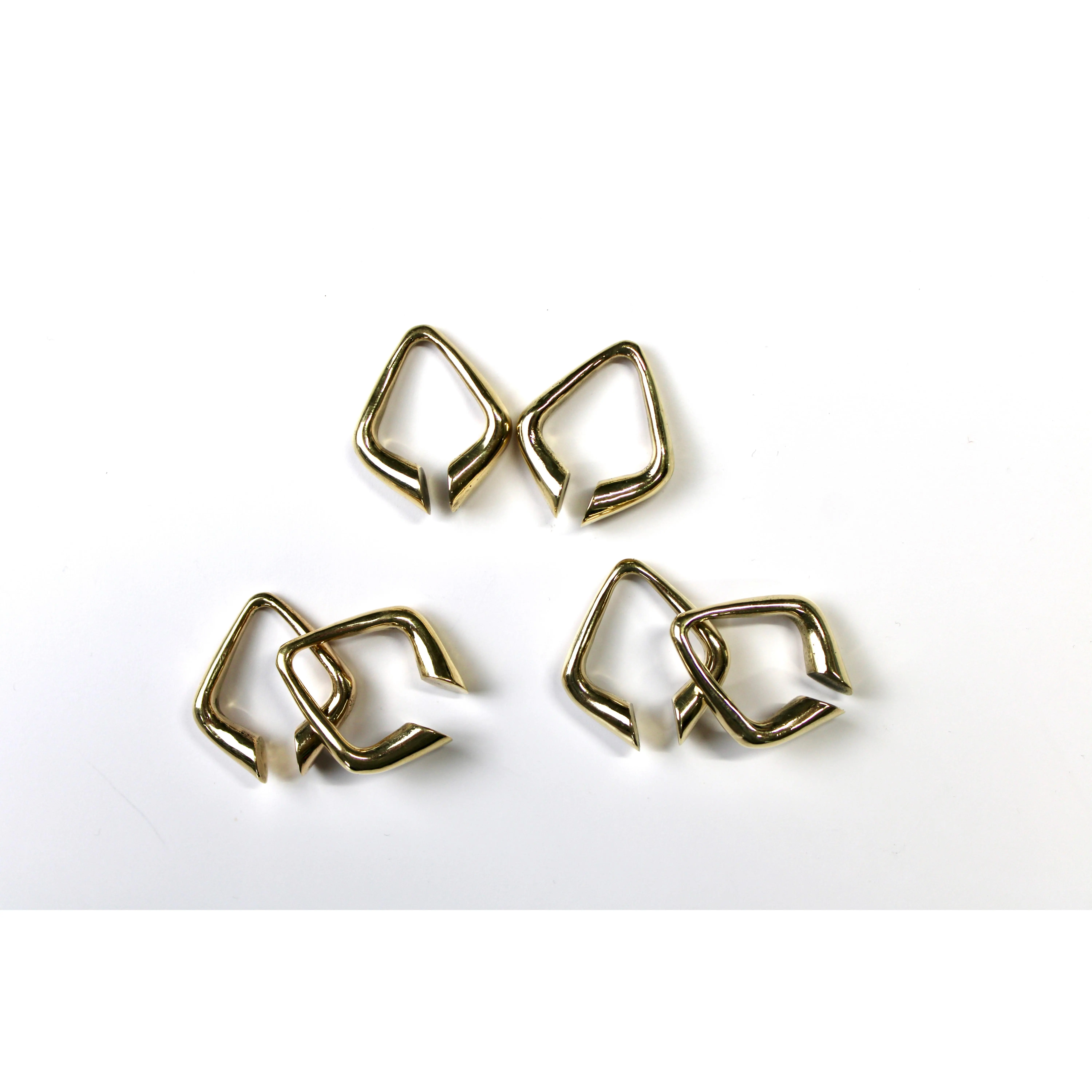 Delilah High-Shine Gold-Plated Brass Metal Stretched Ear Hangers - 8mm+ Stylish Accessories Stretched Ear Hoops Earrings Set, Body Jewelry