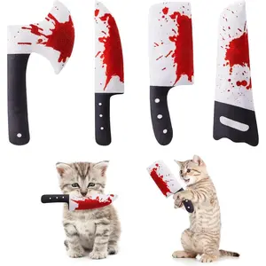 4Pcs Cat Toys, Horror Knife-Shaped Kitten Catnip Crinkly Sound Toys, Indoor Exercise for All Cat Breeds 6.5 Inches