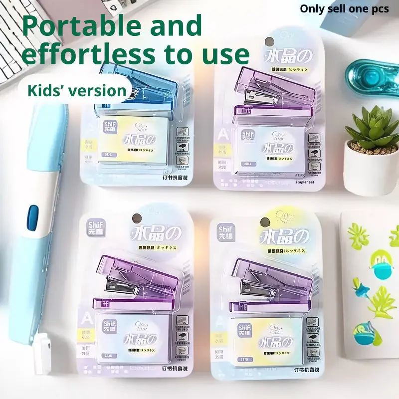 Mini Stapler with Staples, Portable Home Student Stapler, Girly Office, Classroom Supplies, Ideal for Family, School, Office Use, Compact and Convenient Design