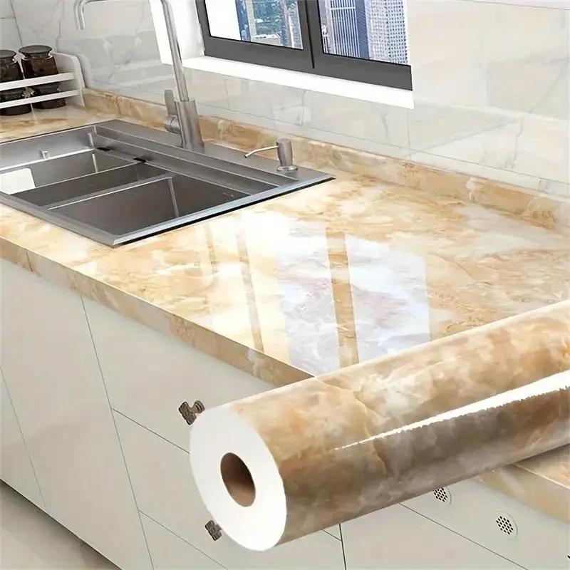 Elegant Marble Pattern Peel and Stick Vinyl Wallpaper Roll (23.62*393.70 in) - Renter Friendly, Waterproof, Oil-Resistant, Heat-Resistant, Easy-to-Cut for Kitchen, Countertops, Bathroom Home Improvement, Peel And Stick Wallpaper, Stick On Wallpaper