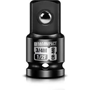 1/2" Female to 3/4" Male Impact Socket Adapter, 1/2-Inch Impact Socket Adapter, Chrome Molybdenum Alloy Steel