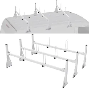 fathersdaygift VEVOR Trailer Ladder Rack, 54 3 Crossbars Ladder Roof Rack, Heavy - duty Steel Van Roof Rack, 800 lbs Capacity Van Ladder Rack with Cargo Roller and Straps, Fit for Ford Transit 150 250 350, 2015 - 2022VEVOR Super Brand Day
