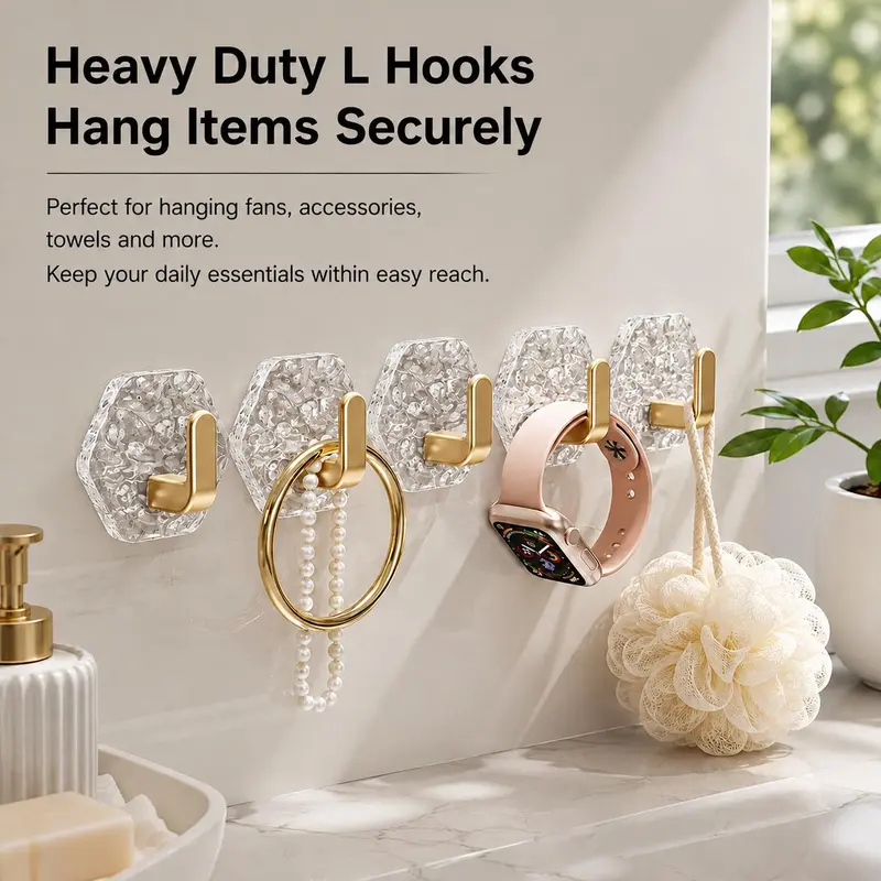 Heavy-Duty Plastic Self-Adhesive Hexagonal Ripple Hooks, 10/20-Pack Waterproof Rustproof Sticky Home Storage Hooks for Bathroom, Kitchen, Easy-Install Multi-Purpose Organizer for Keys, Towels, Coats
