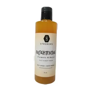 Strebors KoJic Turmeric Face & Body Wash 9 oz - Brightening Hydrating Cleanser with Kojic Acid & Turmeric for Radiant Skin Gentle All Types - Cleansing