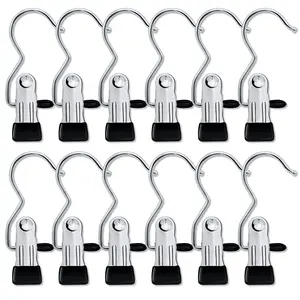 16 Counts Anti-Rust Clip Clothespins, Ultimate Lightweight Hanging Travel Hanger Organizer for Home & More, Space-Saving Magic Hat & Pants Storage Rack with Laundry Hooks