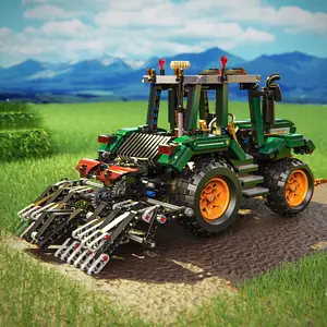 1204PCS Wheeled Tractor Building Blocks Farm Truck Assembly Bricks Toys STEM Farming Mechanical Vehicle Model Gifts For Birthday Christmas