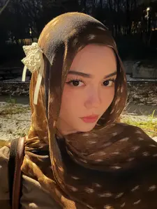 Women's Bohemian Watercolor Deer Print Headscarf, Chiffon Hijab for Daily Wear, Ramadan Gift, Beach Sun Protection Long Shawl