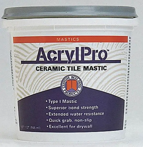 212 MAIN AcrylPro Ceramic Tile Mastic (Custom Building Products Formula ARL4000QT) 1 Qt Opaque White Acrylic Base Adhesive Caulk, Quick Grip, Extended Water Resistance, Freeze-Thaw Stable, Interior Masonry & Concrete Supply