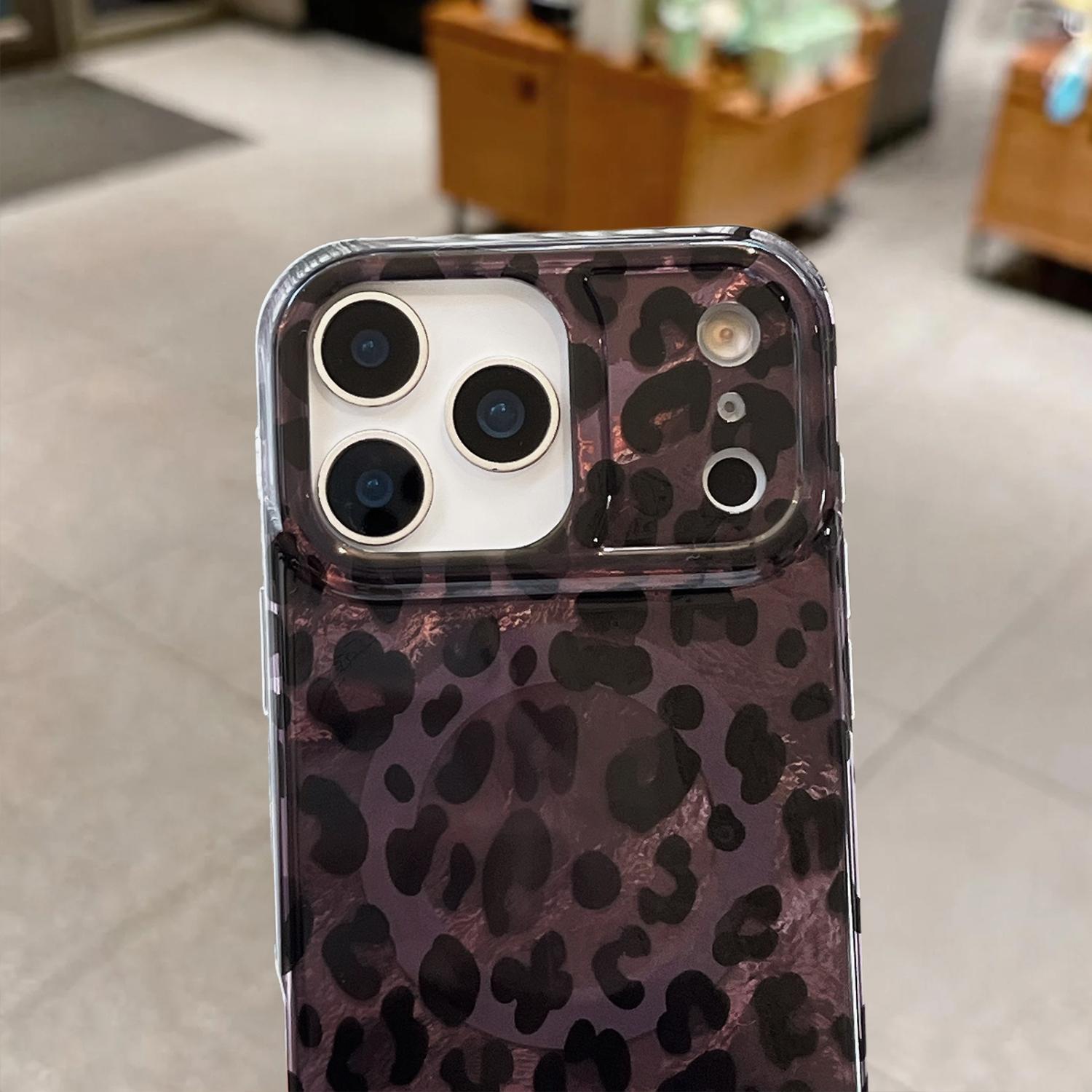 For iPhone 17 16 15 Pro Max Leopard Print Shockproof Cute Luxury Bling Sparkle Translucent Clear Vintage Cheetah Print Silicone Phone Case for Girls Women