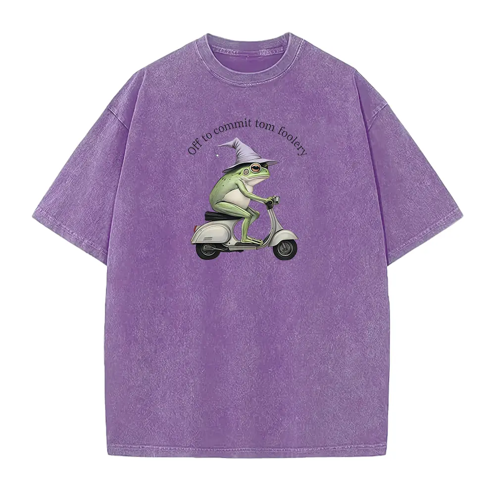 Off to Commit Tom Foolery Frog T-shirt, Funny Weirdcore Sayings Unique Tshirt Tee Adults Men Women Meme Graphic Sarcastic
