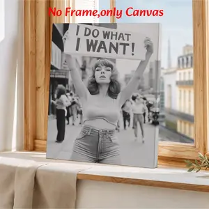 Feminist Empowerment Wall Art, Unique Artwork, Vintage Woman Protest Poster, Classic Black And White Photo Style Printing, Monochrome Toned Canvas Decoration, Home Aesthetic, Housewarming Gift, Unframed