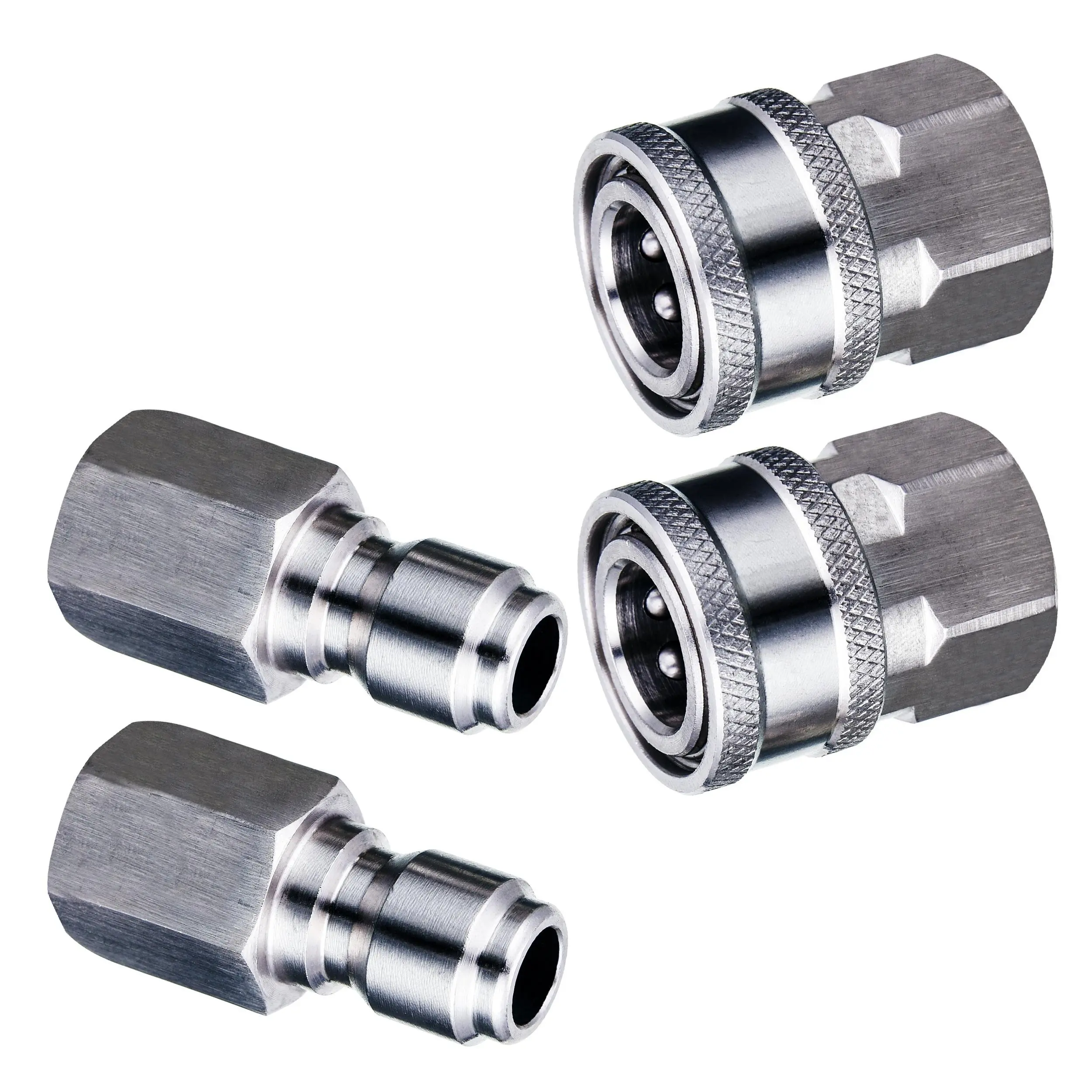 M MINGLE Pressure Washer Adapter, 2 Sets 3/8 Inch Quick Connect Fittings, Stainless Steel Pressure Washer Fittings, Male and Female Power Washer Quick Disconnect Kit, 5000 PSI, DealsForYouDays